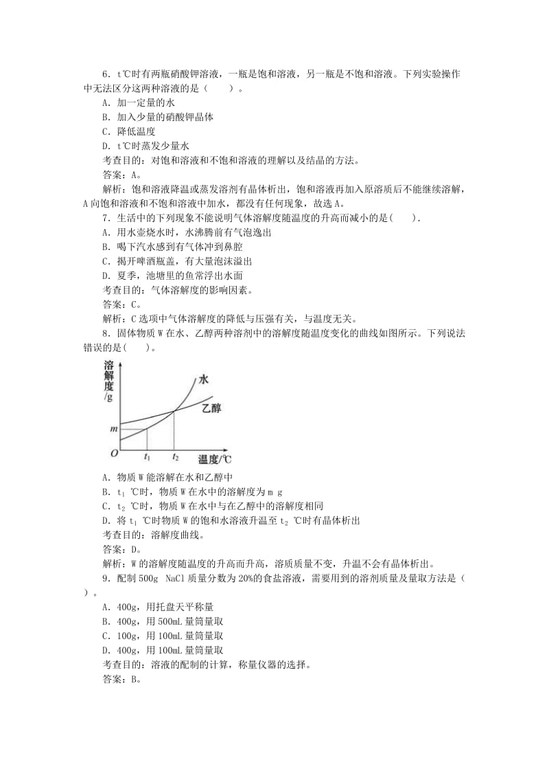 2019-2020年九年级化学下册 第九单元 溶液综合测试题（B卷含解析）.doc_第2页