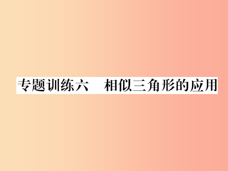 2019年秋九年级数学上册 第3章 图形的相似 专题训练六 相似三角形的应用作业课件（新版）湘教版.ppt_第1页