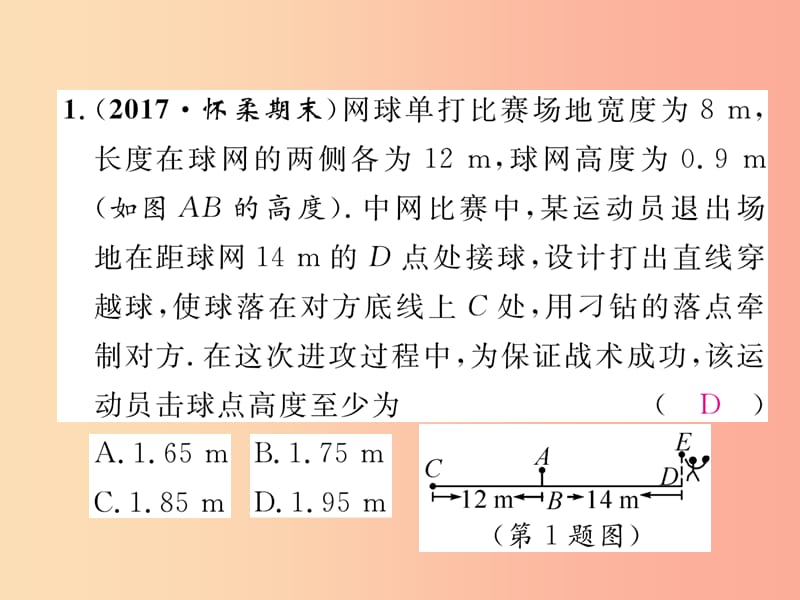 2019年秋九年级数学上册 第3章 图形的相似 专题训练六 相似三角形的应用作业课件（新版）湘教版.ppt_第2页