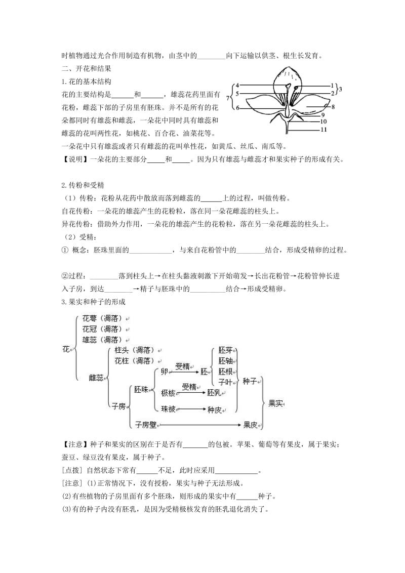 2019-2020年中考生物 知识梳理复习检测 植物的生长和开花、结果.doc_第2页