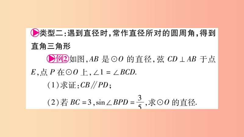 湖南省2019年中考数学复习第一轮考点系统复习第6章圆方法技巧训练4：圆中常见辅助线的作法导学课件.ppt_第3页