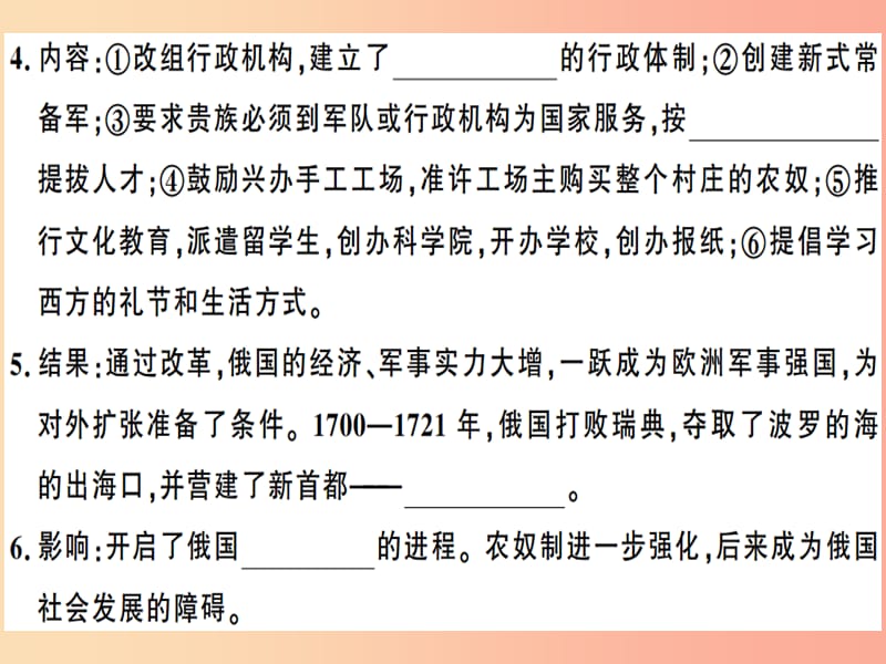 九年级历史下册 第一单元 殖民地人民的反抗与资本主义制度的扩展 第2课 俄国的改革习题课件 新人教版.ppt_第3页