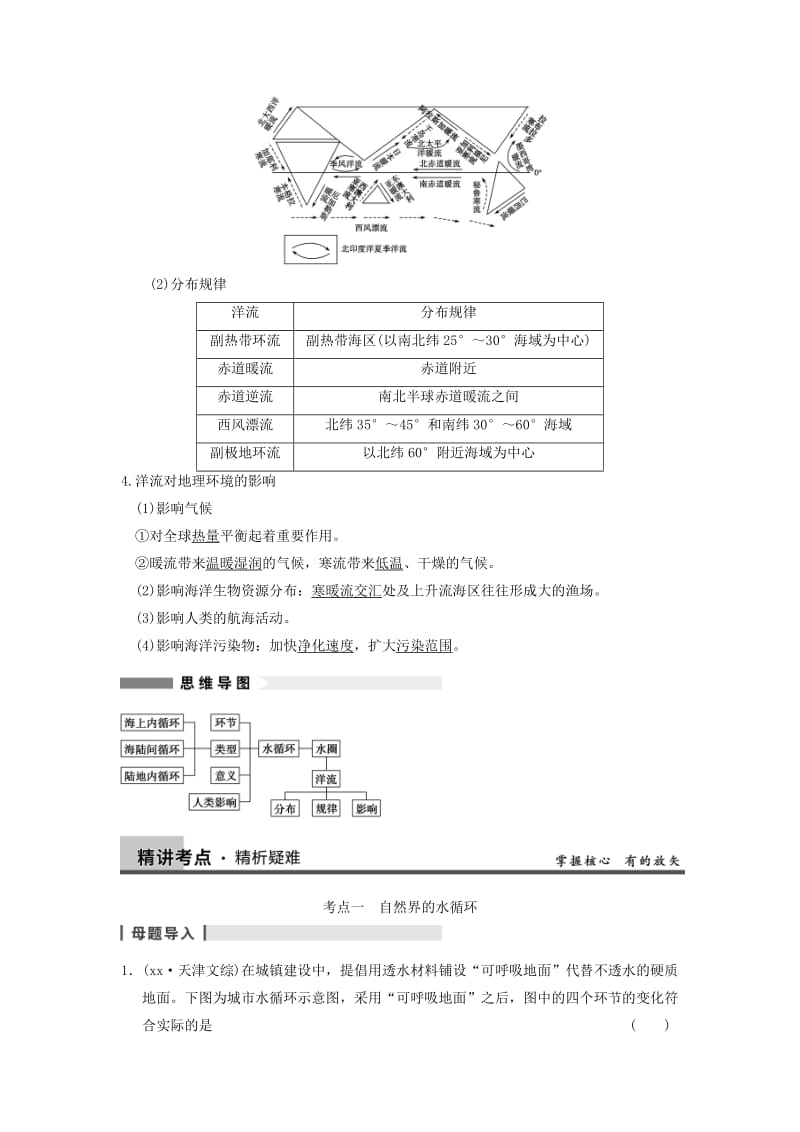 2019-2020年高考地理大一轮复习讲义 第三章 第4讲 水的运动 中图版必修1.doc_第2页