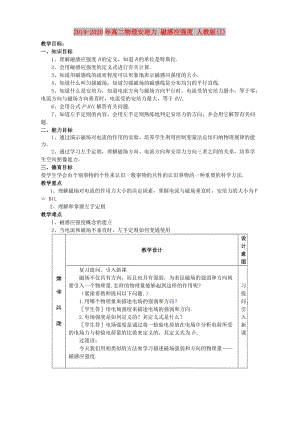 2019-2020年高二物理安培力 磁感應(yīng)強(qiáng)度 人教版(I).doc