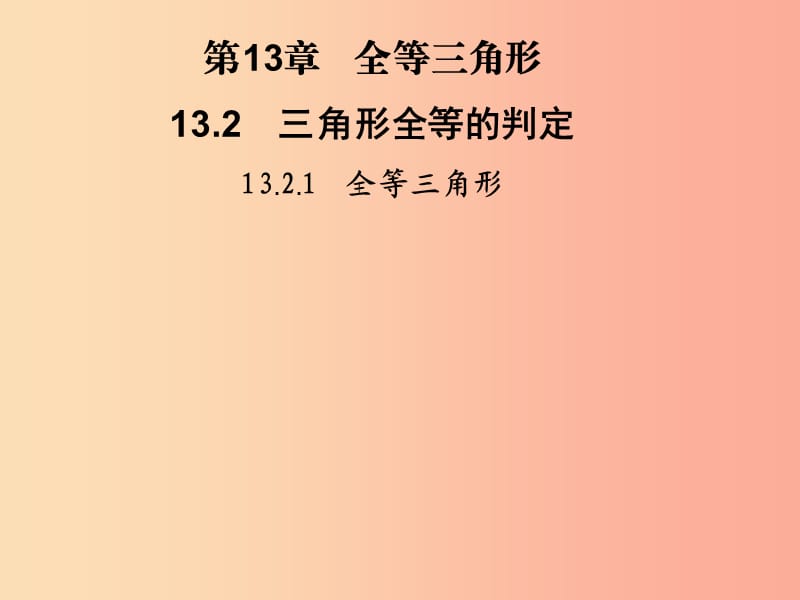 2019秋八年级数学上册 第13章 全等三角形 13.2 三角形全等的判定 13.2.1 全等三角形习题课件 华东师大版.ppt_第1页