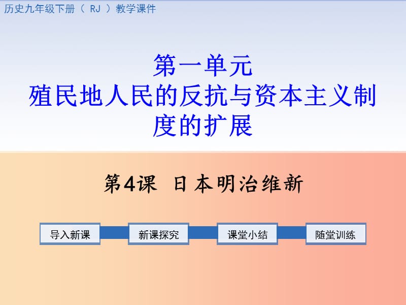 九年级历史下册 第一单元 殖民地人民的反抗与资本主义制度的扩展 第4课 日本明治维新教学课件 新人教版.ppt_第1页