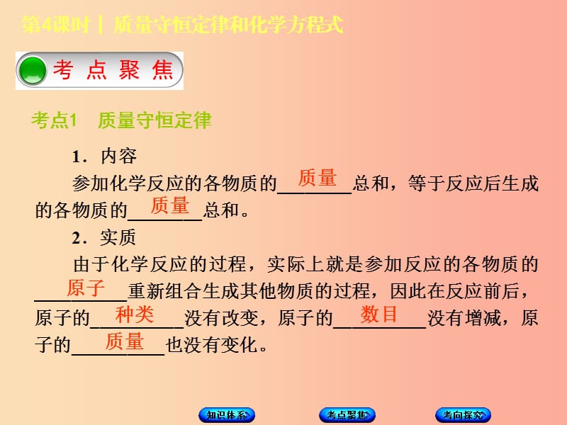 北京市2019年中考化学基础复习方案 主题二 物质的化学变化 第4课时 质量守恒定律和化学方程式课件.ppt_第3页