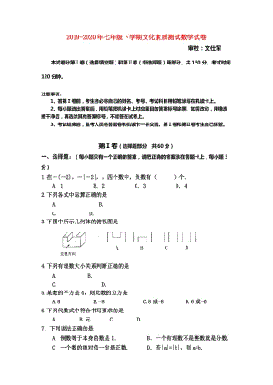 2019-2020年七年級(jí)下學(xué)期文化素質(zhì)測(cè)試數(shù)學(xué)試卷.doc