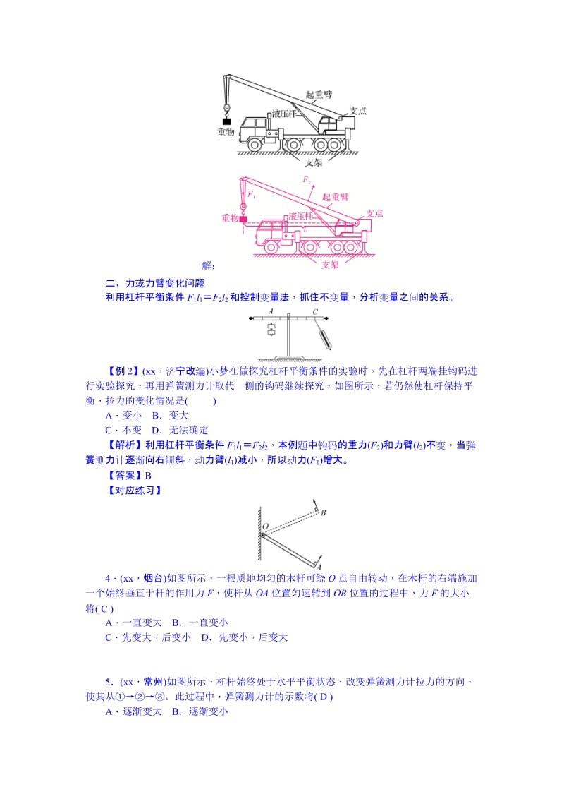 2019-2020年九年级总复习 专题突破：微专题4 动态杠杆.doc_第2页