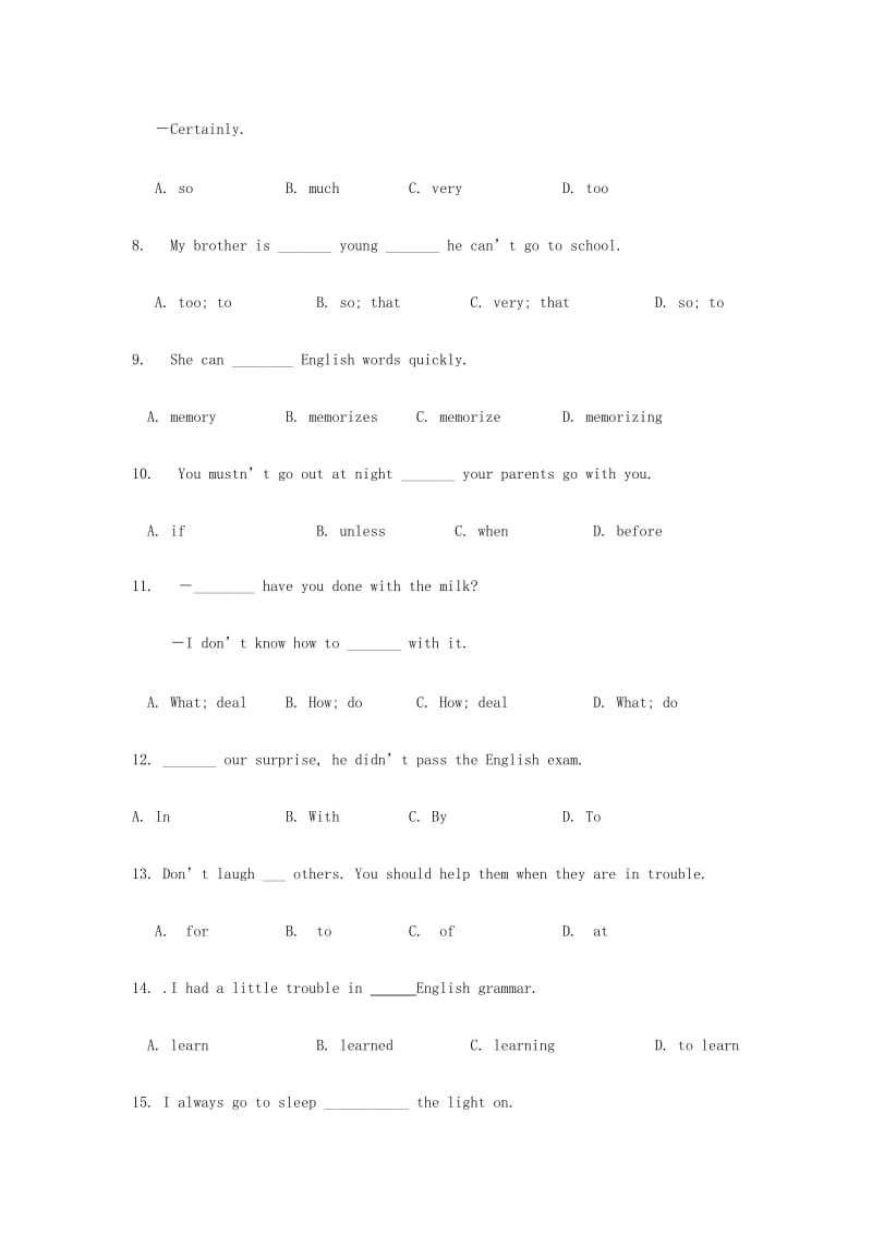 2019-2020年九年级上学期第一次月考英语试题（A卷）.doc_第2页