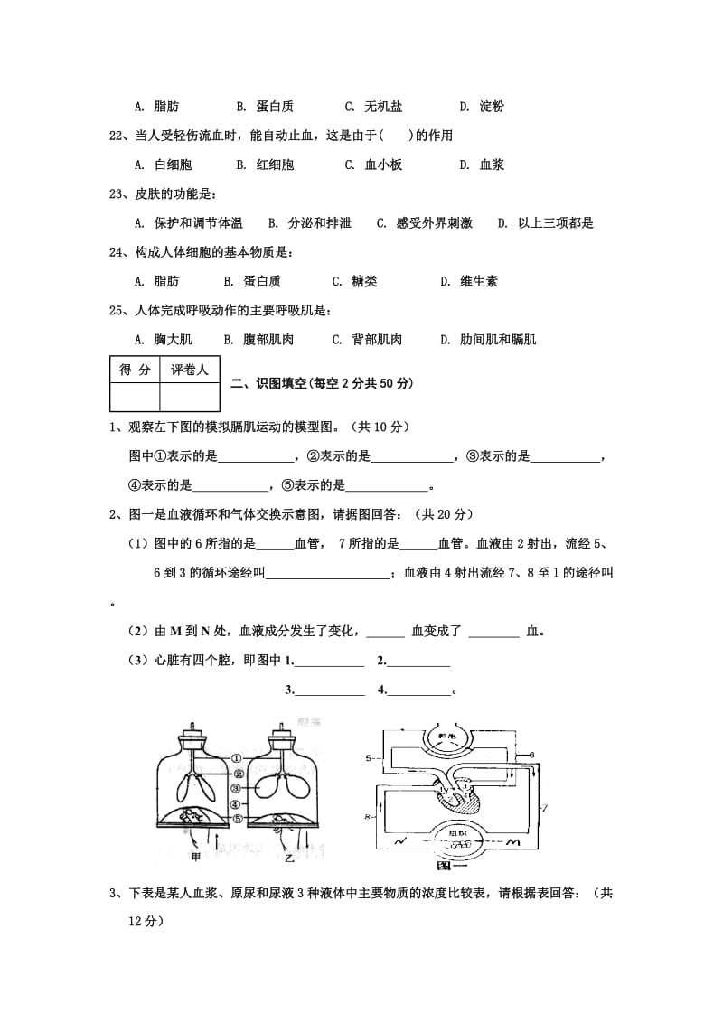 2019-2020年七年级第二学期期末教学质量检测生物试题（北师大版无答案）.doc_第3页