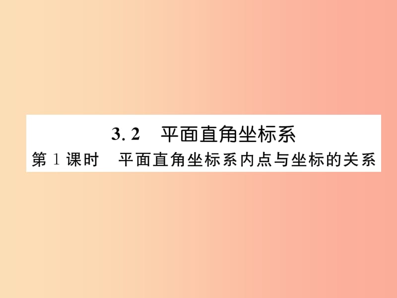 八年级数学上册 第3章 位置与坐标 3.2 平面直角坐标系 第1课时 平面直角坐标系内点与坐标的关系作业 .ppt_第1页