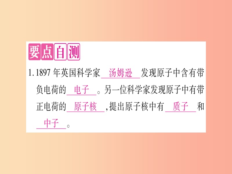 九年级化学上册 第2章 空气、物质的构成 2.3 构成物质的微粒（II）—原子和离子 第2课时 原子的构成习题.ppt_第2页