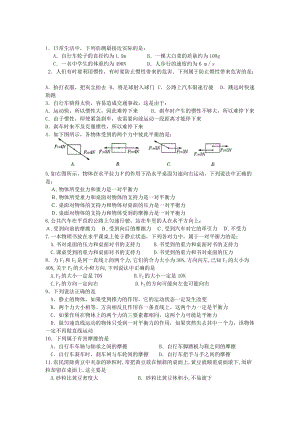 2019-2020年八年級(jí)下冊(cè) 運(yùn)動(dòng)和力 周末作業(yè).doc