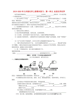 2019-2020年九年級(jí)化學(xué)上冊(cè)期末復(fù)習(xí)：第一單元 走進(jìn)化學(xué)世界.doc