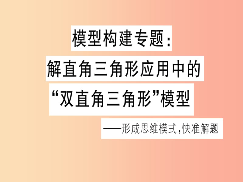 九年级数学下册 模型构建专题 解直角三角形应用中的“双直角三角形”模型习题讲评课件 北师大版.ppt_第1页