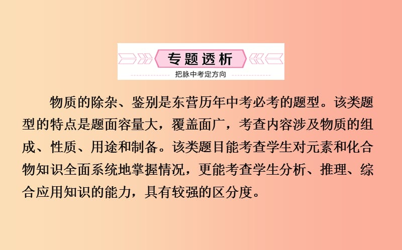 山东省东营市2019年中考化学复习 专题二 物质的除杂、鉴别课件.ppt_第2页