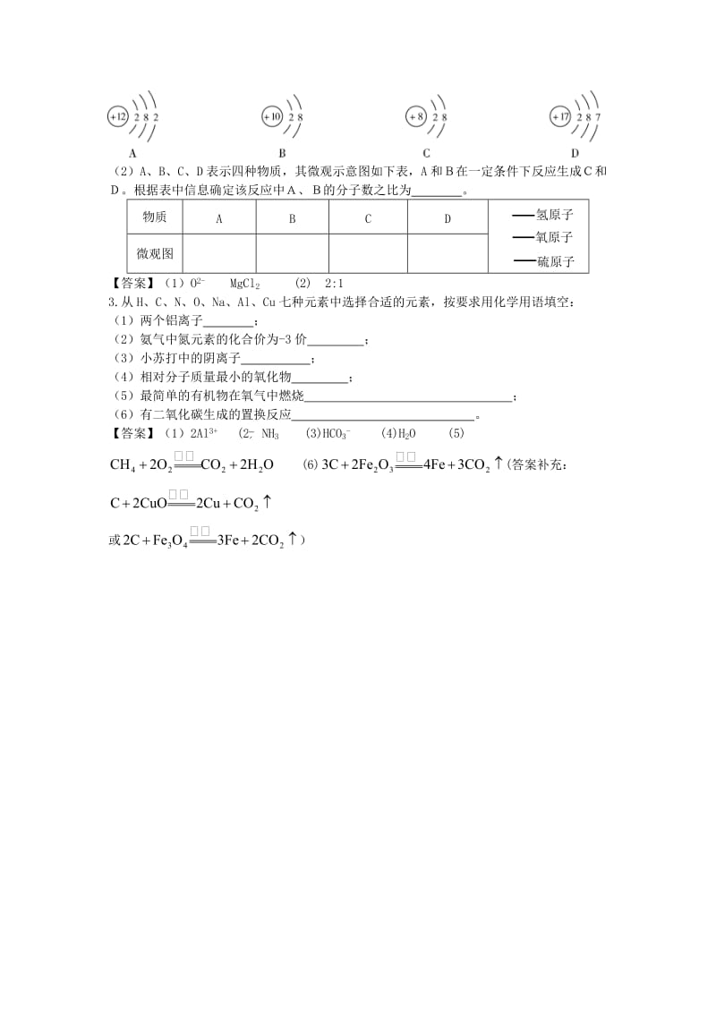 2019-2020年中考化学考点拓展 化学用语.doc_第2页