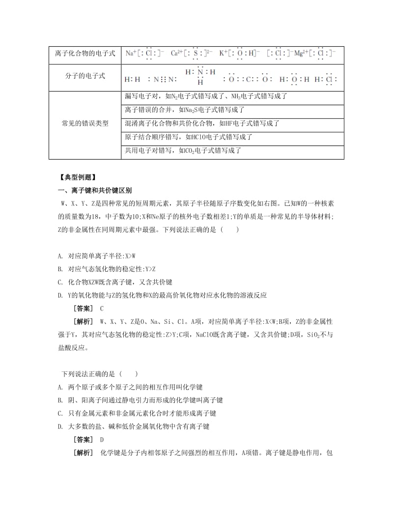 2019-2020年高考化学一轮复习 课时10 化学键 离子化合物 共价化合物考点过关.docx_第2页