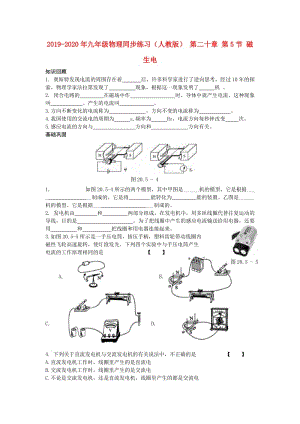 2019-2020年九年級物理同步練習(xí)（人教版） 第二十章 第5節(jié) 磁生電.doc