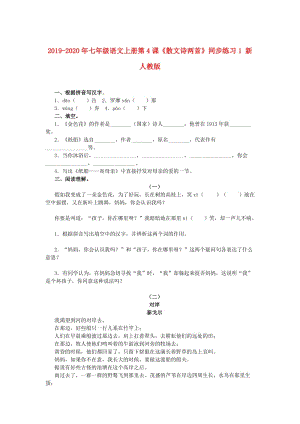 2019-2020年七年級(jí)語(yǔ)文上冊(cè)第4課《散文詩(shī)兩首》同步練習(xí)1 新人教版.doc