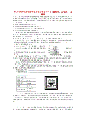 2019-2020年九年級(jí)物理下學(xué)期輔導(dǎo)材料5（提優(yōu)班無(wú)答案） 蘇科版.doc