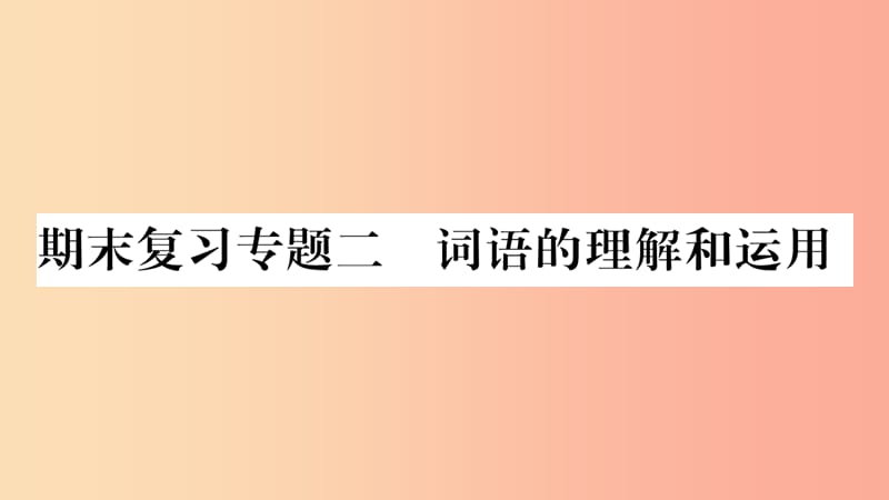 2019年九年级语文上册 期末复习专题二 词语的理解和运用习题课件 新人教版.ppt_第1页