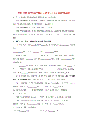 2019-2020年中考語文復習 記敘文（小說）閱讀技巧素材.doc