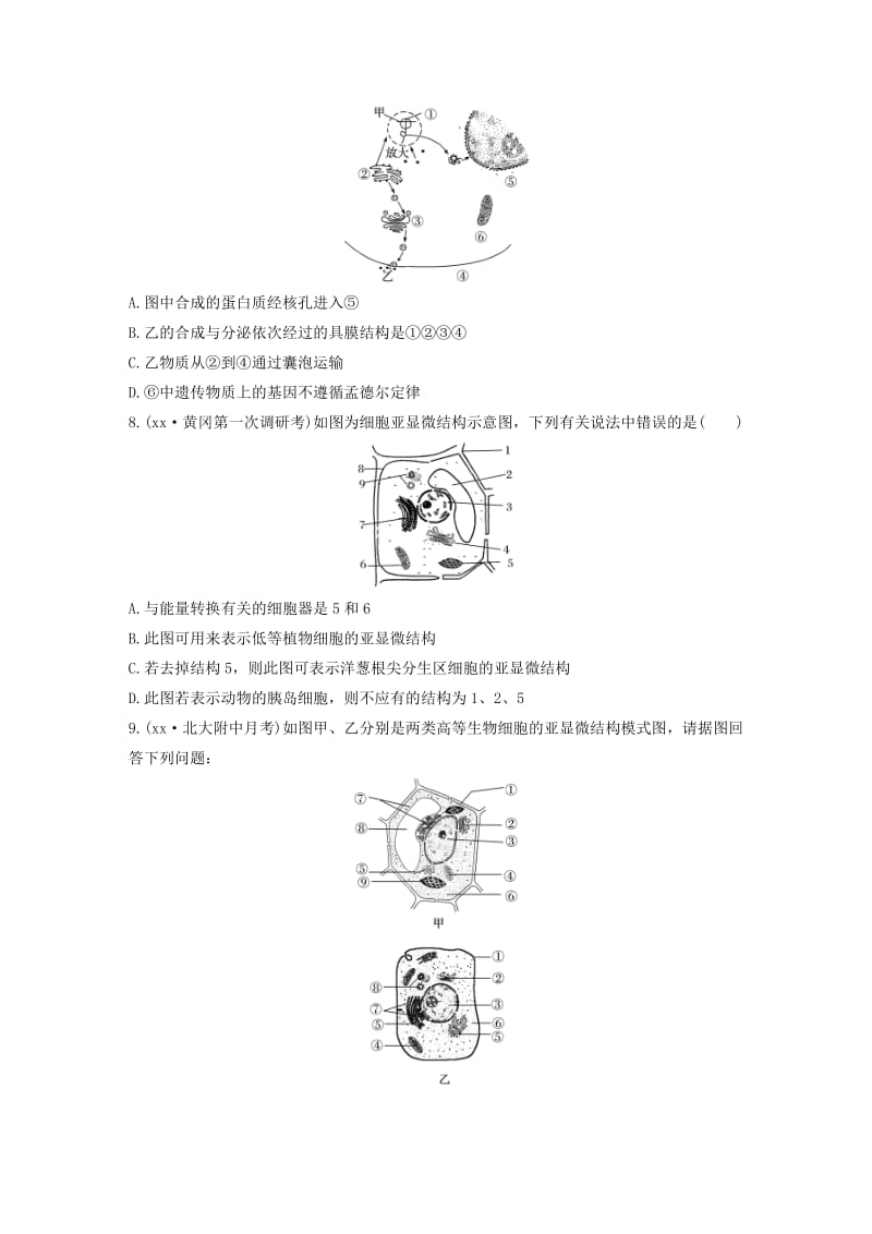 2019-2020年高考生物 加练半小时 第12练 对比分析细胞的亚显微结构与功能 苏教版.doc_第3页