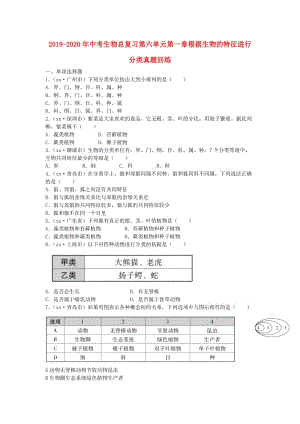 2019-2020年中考生物總復(fù)習(xí)第六單元第一章根據(jù)生物的特征進(jìn)行分類真題回練.doc