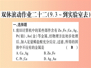 2019年秋九年級(jí)化學(xué)全冊(cè) 雙休滾動(dòng)作業(yè)（22）習(xí)題課件（新版）魯教版.ppt