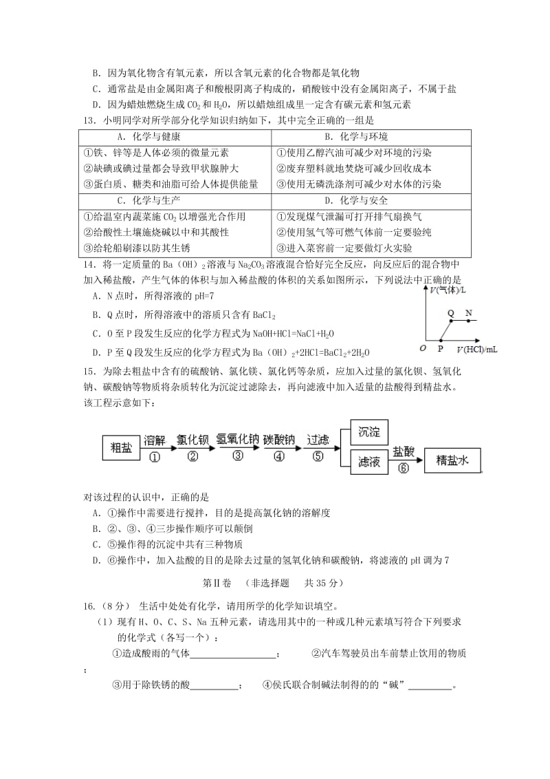 2019-2020年中考化学三模试题(I).doc_第3页