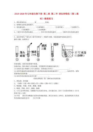 2019-2020年七年級生物下冊 第二章 第二節(jié) 消化和吸收（第1課時）梯度練習(xí).doc