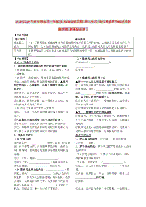 2019-2020年高考?xì)v史第一輪復(fù)習(xí) 政治文明歷程 第二單元 古代希臘羅馬的政治制度學(xué)案 新課標(biāo)必修1.doc