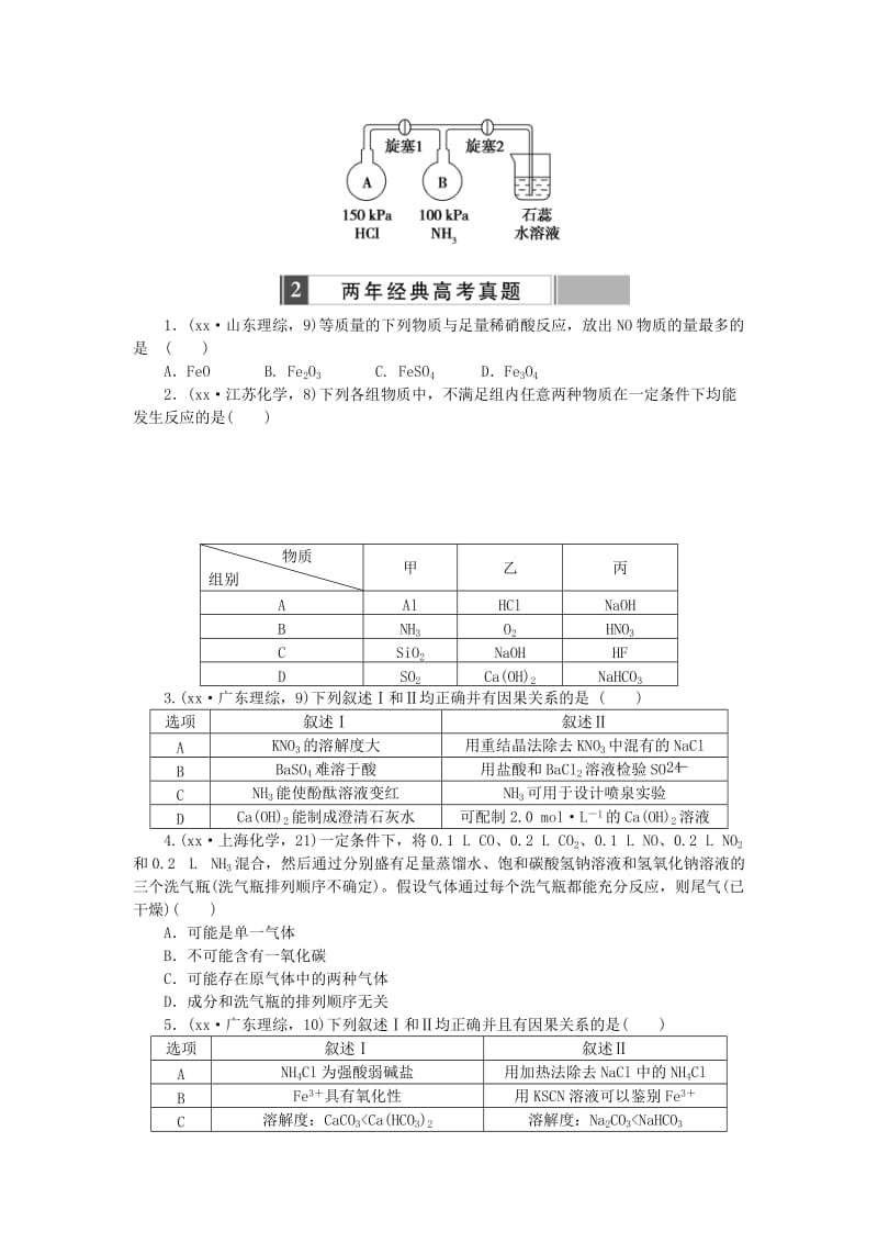 2019-2020年高考化学复习 考点13 氮及其化合物练习.doc_第2页