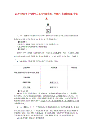 2019-2020年中考化學(xué)總復(fù)習(xí)專(zhuān)題檢測(cè)：專(zhuān)題六 實(shí)驗(yàn)探究題 含答案.doc