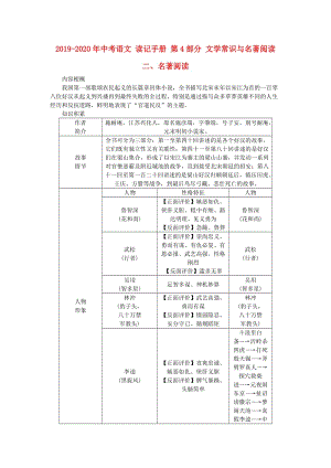 2019-2020年中考語(yǔ)文 讀記手冊(cè) 第4部分 文學(xué)常識(shí)與名著閱讀 二、名著閱讀.doc