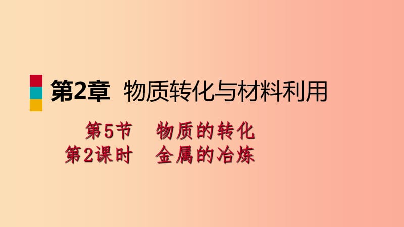 2019年秋九年级科学上册 第2章 物质转化与材料利用 第5节 物质的转化 第2课时 金属的冶炼课件 浙教版.ppt_第1页