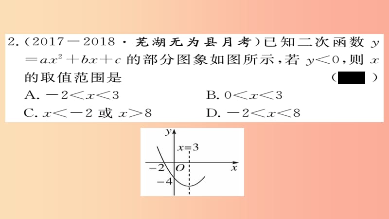 九年级数学上册 第21章 二次函数与反比例函数 21.3 第2课时 二次函数与一元二次不等式习题课件 沪科版.ppt_第3页