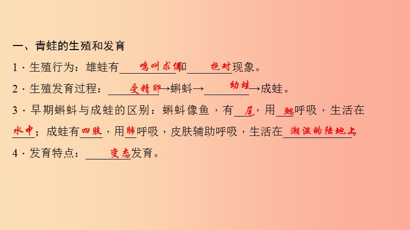 八年级生物下册 第七单元 第一章 第三节 两栖动物的生殖和发育习题课件 新人教版.ppt_第3页