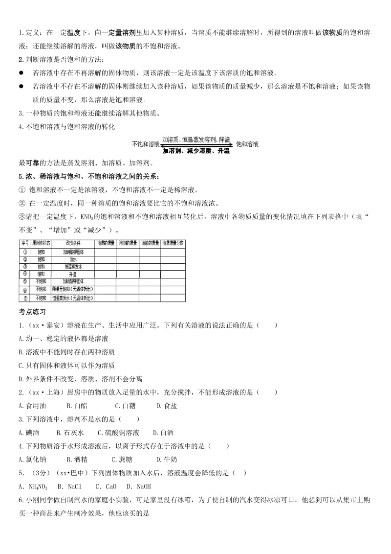 2019-2020年中考化学同步考点梳理：溶液的形成.doc_第2页