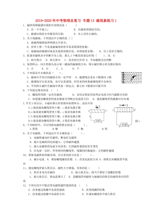 2019-2020年中考物理總復(fù)習 專題13 磁現(xiàn)象練習1.doc