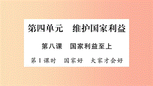 八年級(jí)道德與法治上冊 第4單元 維護(hù)國家利益 第8課 國家利益至上 第1框 國家好 大家才會(huì)好習(xí)題 新人教版.ppt