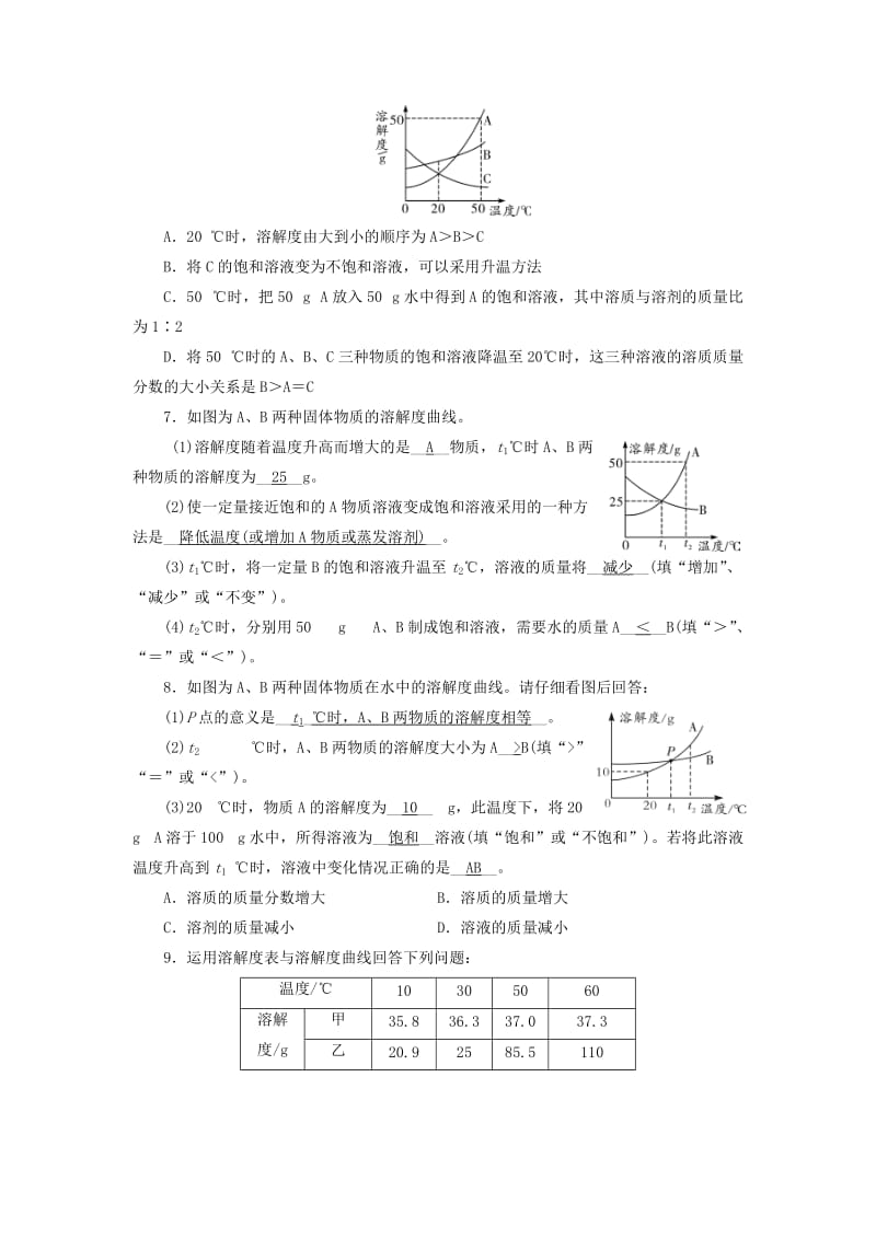 2019-2020年中考化学第一部分第9单元 课时1 溶液及溶解度备考全能演练（含答案）.doc_第2页