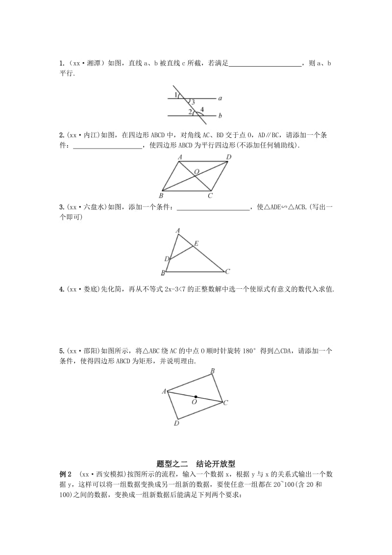 2019-2020年中考数学专题复习题：开放性问题.doc_第2页