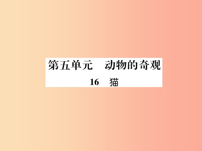 2019年七年级语文上册 第五单元 16 猫习题课件 新人教版.ppt_第1页