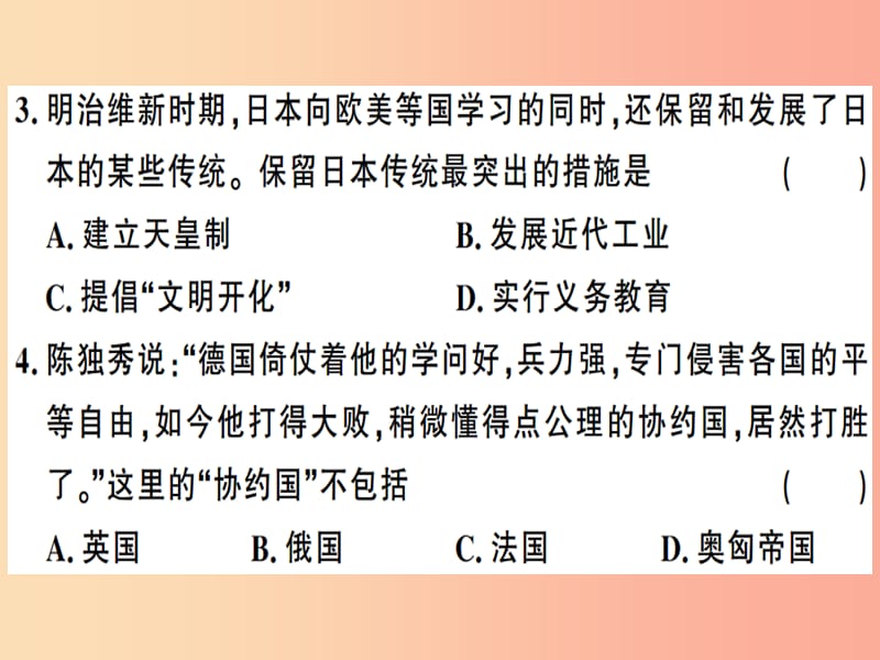 九年级历史下册 期末检测卷习题课件 新人教版.ppt_第3页