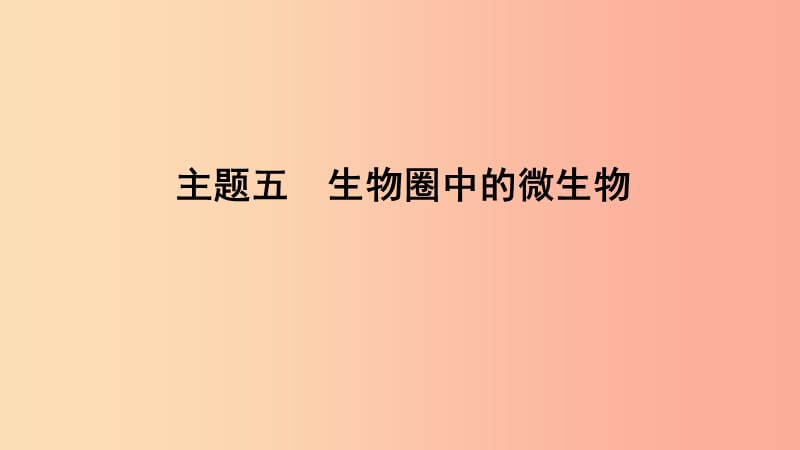 山东省2019年中考生物主题复习五生物圈中的微生物课件济南版.ppt_第1页