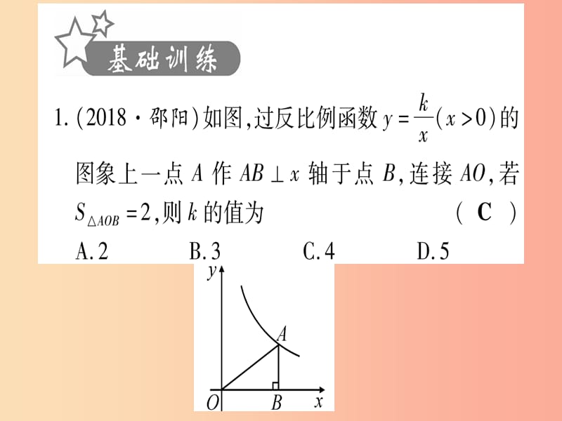 2019中考数学复习 第1轮 考点系统复习 第3章 函数 第3节 反比例函数 课时2 反比例函数的综合题（作业）课件.ppt_第2页