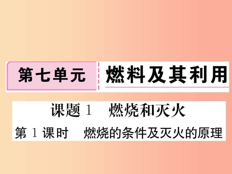 九年级化学上册第七单元燃料及其利用课题1燃烧及灭火第1课时燃烧的条件及灭火的原理练习（含2019模拟）.ppt_第1页